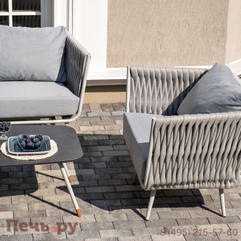 Лаунж-зона 4SiS Монако 4-местная из роупа со столом Верона (серый гранит), каркас светло-серый, роуп светло-серый фото 7