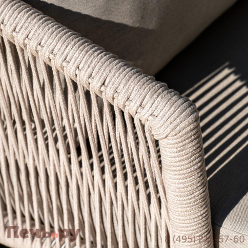 Лаунж-зона 4SiS Верона 5-местная плетеная из роупа (веревки), каркас алюминиевый белый, роуп бежевый фото 11