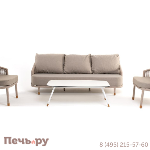 Лаунж-зона 4SiS Верона 5-местная плетеная из роупа (веревки), каркас алюминиевый белый, роуп бежевый фото 14