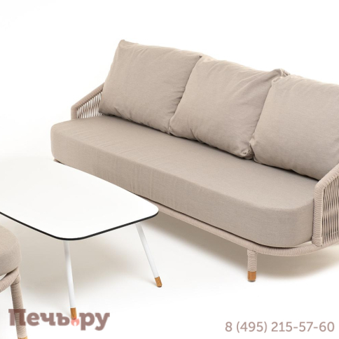 Лаунж-зона 4SiS Верона 5-местная плетеная из роупа (веревки), каркас алюминиевый белый, роуп бежевый фото 18