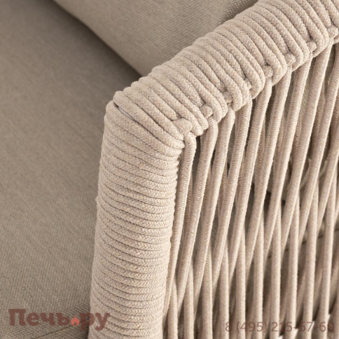 Лаунж-зона 4SiS Верона 5-местная плетеная из роупа (веревки), каркас алюминиевый белый, роуп бежевый фото 21