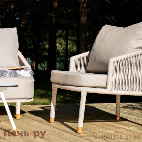 Лаунж-зона 4SiS Верона 5-местная плетеная из роупа (веревки), каркас алюминиевый белый, роуп бежевый фото 4