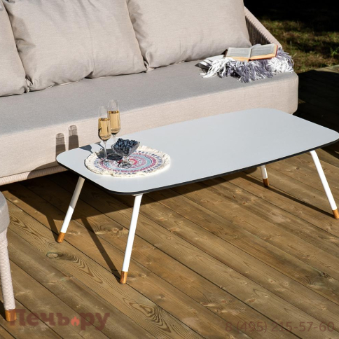 Лаунж-зона 4SiS Верона 5-местная плетеная из роупа (веревки), каркас алюминиевый белый, роуп бежевый фото 7