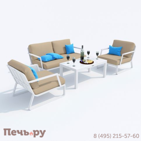Лаунж зона Ideal Patio ESTIVO бежевая - белый каркас фото 3