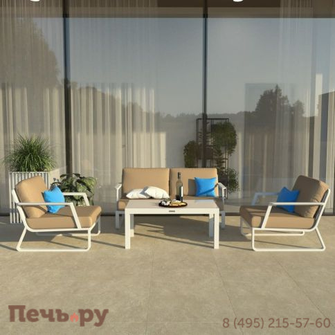 Лаунж зона Ideal Patio ESTIVO бежевая - белый каркас фото