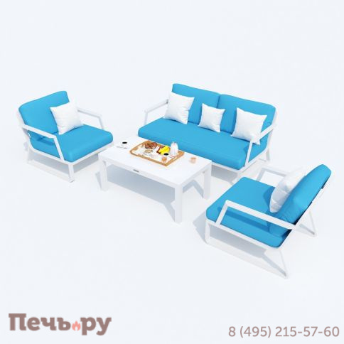 Лаунж зона Ideal Patio ESTIVO голубая - белый каркас фото 4