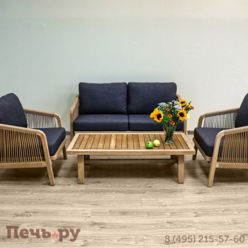 Лаунж зона Ideal Patio LEONOREN с двухместным диваном и плетеным роупом фото 4