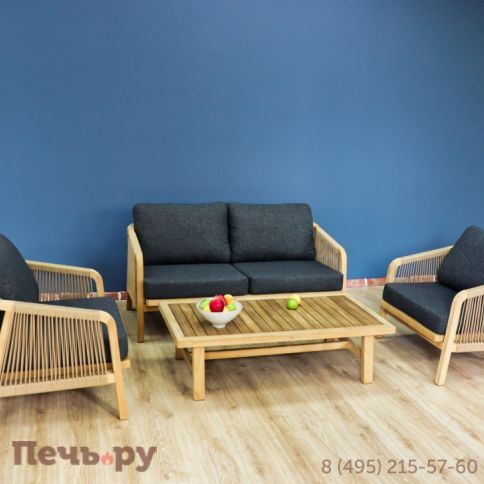 Лаунж зона Ideal Patio LEONOREN с двухместным диваном и плетеным роупом фото 5