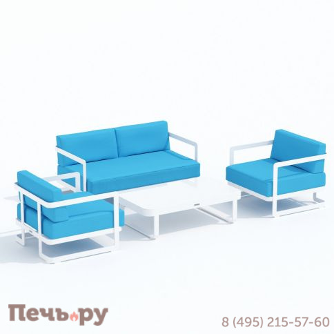 Лаунж зона Ideal Patio SILENA голубая - белый каркас фото 10