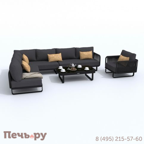 Лаунж зона угловая Ideal Patio BELLISA модульная антрацит - каркас карбон фото 2