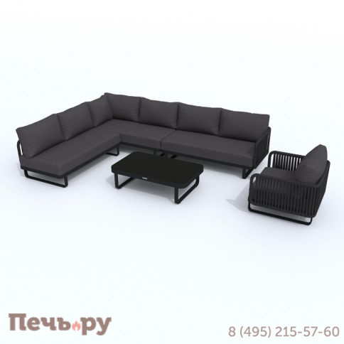Лаунж зона угловая Ideal Patio BELLISA модульная антрацит - каркас карбон фото 3