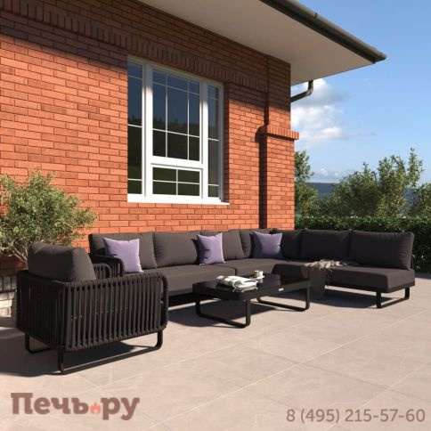 Лаунж зона угловая Ideal Patio BELLISA модульная антрацит - каркас карбон фото 8
