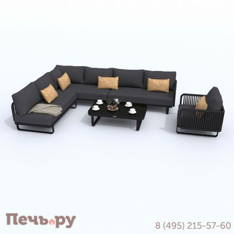 Лаунж зона угловая Ideal Patio BELLISA модульная антрацит - каркас карбон фото