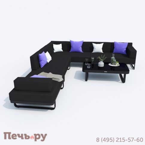 Лаунж зона угловая Ideal Patio TESORA черная - каркас карбон фото 6