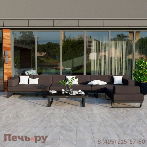 Лаунж зона угловая Ideal Patio TESORA черная - каркас карбон фото