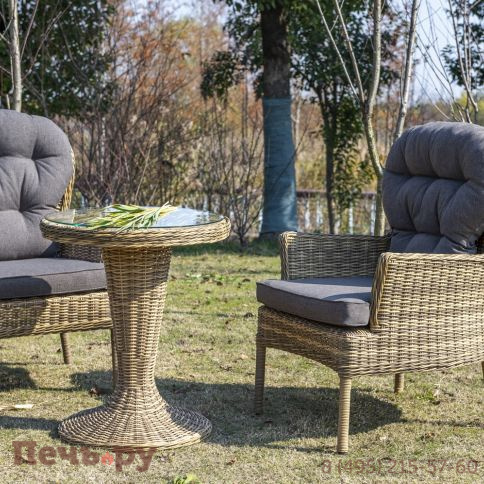 Леванте 4SiS стол круглый из искусственного ротанга, цвет соломенный фото 6