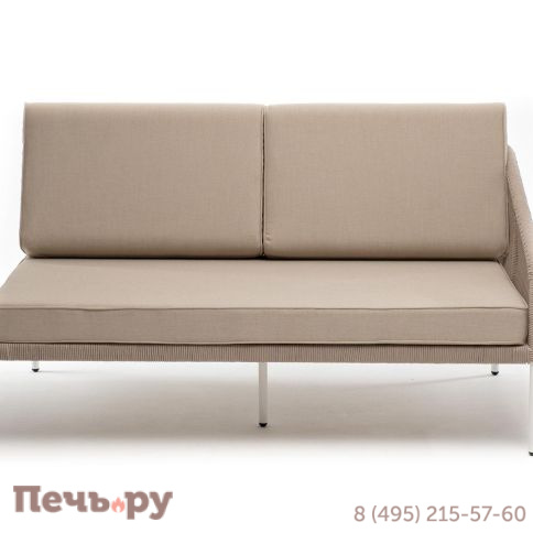 Левый модуль 4SiS Канны плетеный из роупа, каркас алюминий белый муар, роуп бежевый круглый, ткань бежевая 15052 фото 2