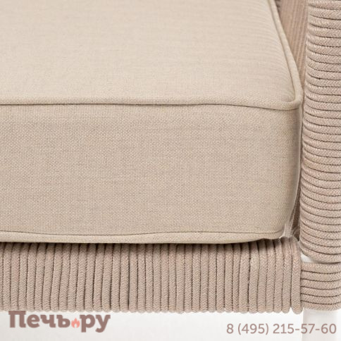 Левый модуль 4SiS Канны плетеный из роупа, каркас алюминий белый муар, роуп бежевый круглый, ткань бежевая 15052 фото 6