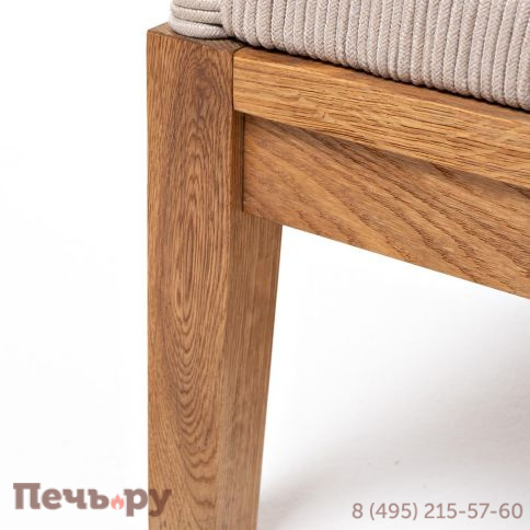 Левый модуль 4SiS Канны плетеный из роупа, основание дуб, роуп бежевый круглый, ткань бежевая 052 фото 6