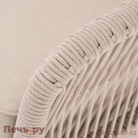 Левый модуль 4SiS Канны плетеный из роупа, основание дуб, роуп бежевый круглый, ткань бежевая 052 фото 8