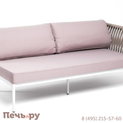 Левый модуль 4SiS Касабланка плетеный из роупа, каркас алюминий светло-серый (RAL7035) муар, роуп серо-коричневый 23мм, ткань бежевая 052 фото 3