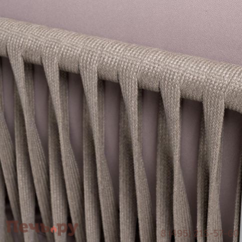 Левый модуль 4SiS Касабланка плетеный из роупа, каркас алюминий светло-серый (RAL7035) муар, роуп серо-коричневый 23мм, ткань бежевая 052 фото 4