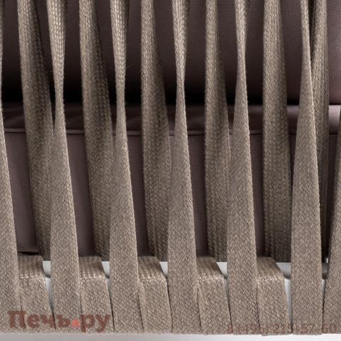 Левый модуль 4SiS Касабланка плетеный из роупа, каркас алюминий светло-серый (RAL7035) муар, роуп серо-коричневый 23мм, ткань бежевая 052 фото 5
