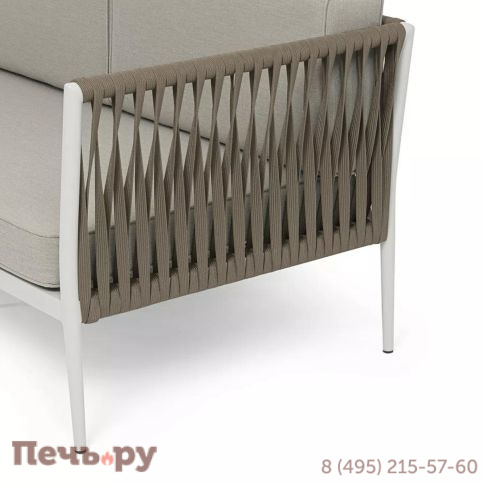 Левый модуль плетеный из роупа 4SiS Касабланка, каркас алюминий светло-серый (RAL7035) муар, роуп серо-коричневый 23мм, ткань бежевая 15052 фото 4