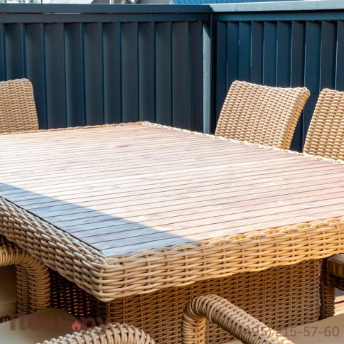 Стол прямоугольный Gardeck Mokka Bella с деревянной столешницей, соломенный фото 2