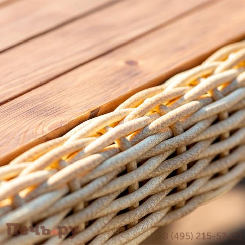 Стол прямоугольный Gardeck Mokka Bella с деревянной столешницей, соломенный фото 4