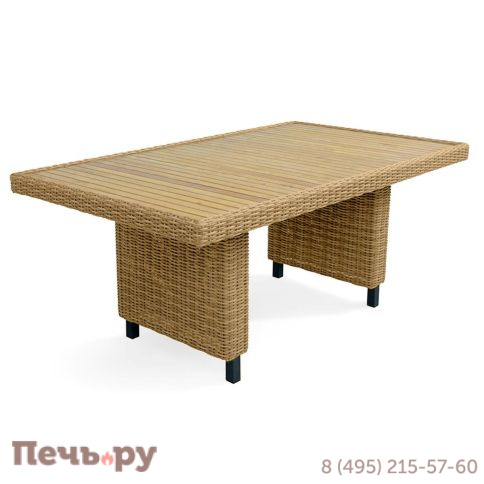 Стол прямоугольный Gardeck Mokka Bella с деревянной столешницей, соломенный фото