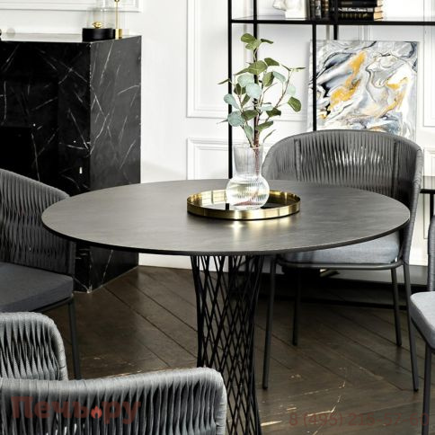 Обеденная группа 4SiS Диего на 4 персоны со стульями Бордо плетения колос, столешница серый гранит фото 5