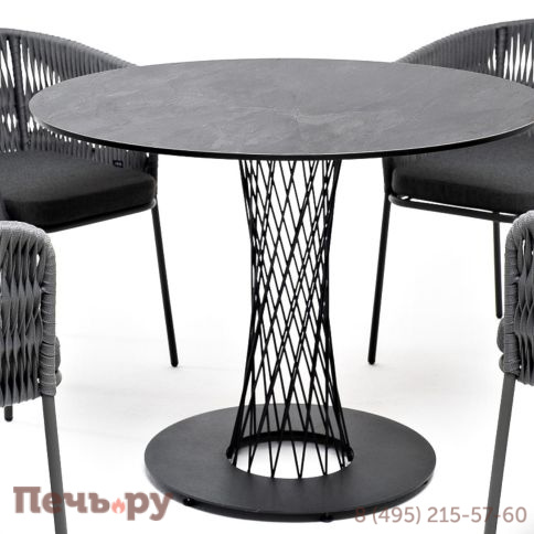 Обеденная группа 4SiS Диего на 4 персоны со стульями Бордо плетения колос, столешница серый гранит фото 9