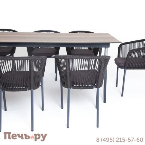 Обеденная группа 4SiS Куба на 10 персон, стол HPL дуб, круглый роуп фото 3