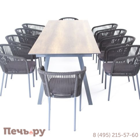 Обеденная группа 4SiS Куба на 10 персон, стол HPL дуб, круглый роуп фото 4