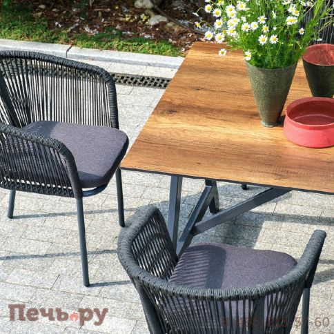 Обеденная группа 4SiS Куба на 10 персон, стол HPL дуб, круглый роуп фото 9