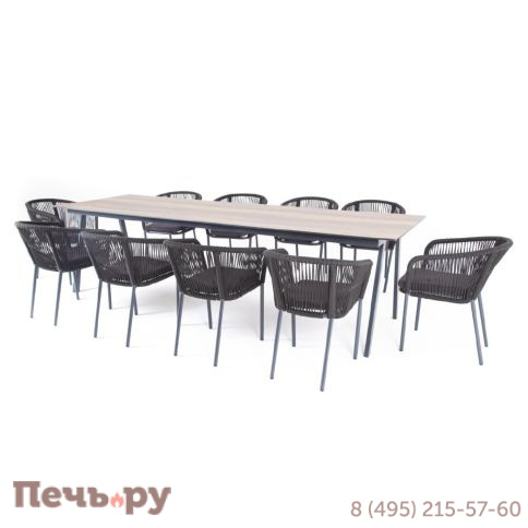 Обеденная группа 4SiS Куба на 10 персон, стол HPL дуб, круглый роуп фото