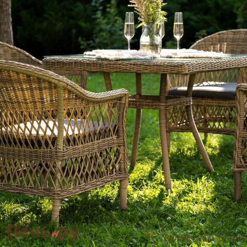 Обеденная группа 4SiS Сицилия плетеная, цвет соломенный фото 4