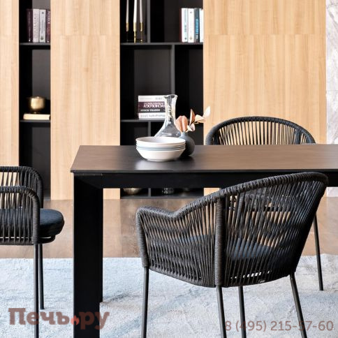 Обеденная группа 4SiS Венето на 4 персоны со стульями Лион, каркас темно-серый, роуп темно-серый фото 3