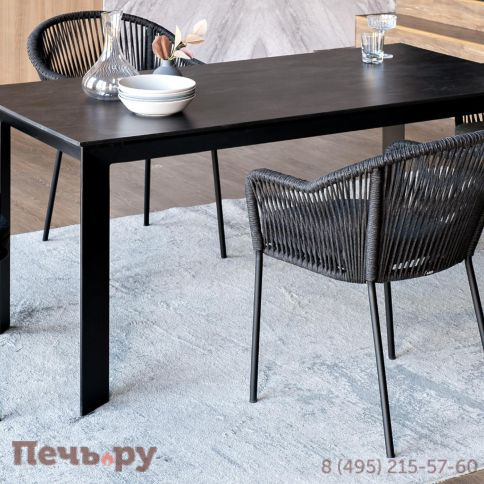 Обеденная группа 4SiS Венето на 4 персоны со стульями Лион, каркас темно-серый, роуп темно-серый фото 7