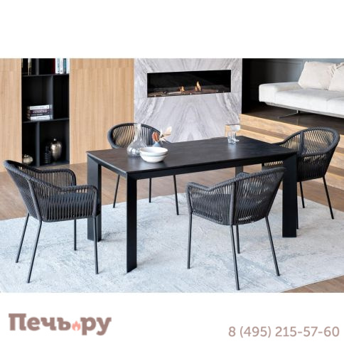 Обеденная группа 4SiS Венето на 4 персоны со стульями Лион, каркас темно-серый, роуп темно-серый фото