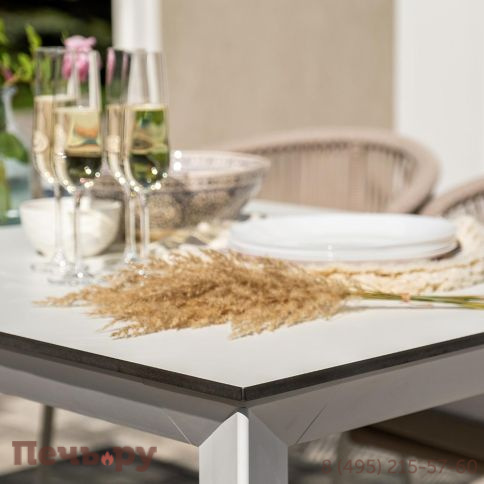 Обеденная группа 4SiS Венето на 6 персон со стульями Милан, каркас белый, роуп бежевый фото 14