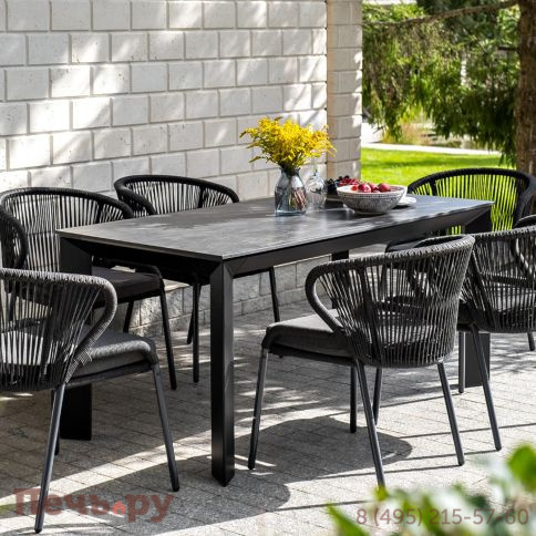 Обеденная группа 4SiS Венето на 6 персон со стульями Милан, каркас темно-серый, роуп темно-серый фото 12