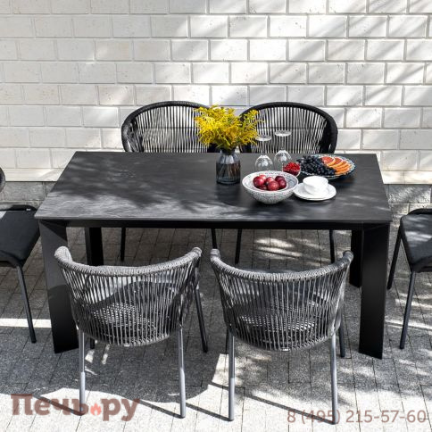 Обеденная группа 4SiS Венето на 6 персон со стульями Милан, каркас темно-серый, роуп темно-серый фото 8