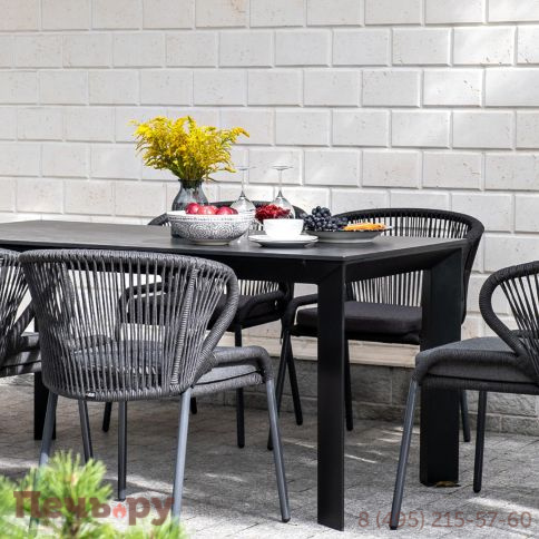 Обеденная группа 4SiS Венето на 6 персон со стульями Милан, каркас темно-серый, роуп темно-серый фото 9