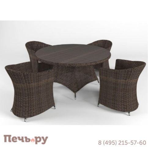 Обеденная группа Rotang Lux Малага круглая фото