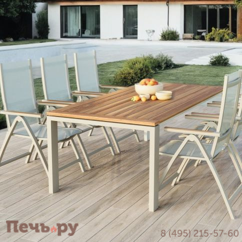 Обеденный комплект Brafritid Lyon-Andy 220B+6R бежевый/натуральный, алюминий/тик фото 2