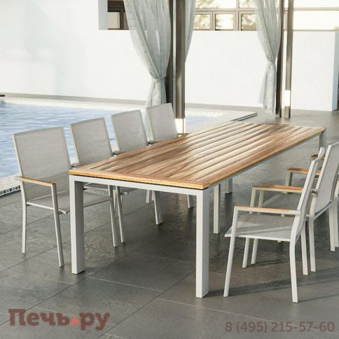 Обеденный комплект Brafritid Lyon-Andy 280B+8N бежевый/натуральный, алюминий/тик фото 2