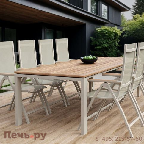 Обеденный комплект Brafritid Lyon-Andy 280B+8R антрацит/натуральный, алюминий/тик фото 2