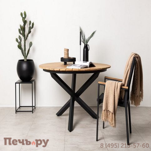 Обеденный комплект Brafritid Timra T-P антрацит/натуральный, алюминий/тик фото 2